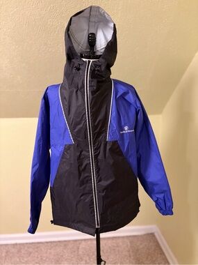 Smith & Wesson Blue Black Waterproof Rain Jacket Hooded Windbreaker Medium